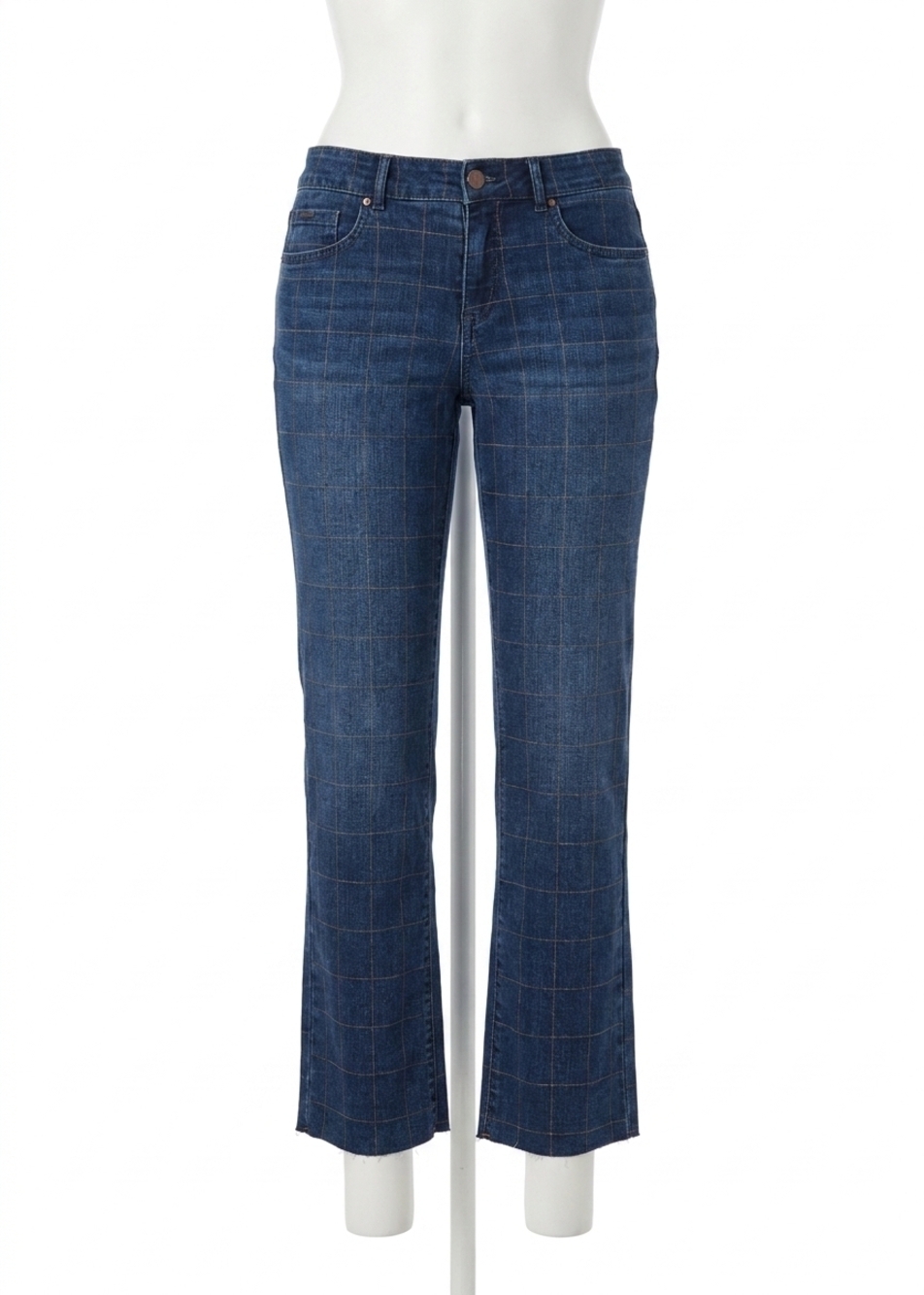 NEW FDJ christina plaid straight leg jeans in medium wash